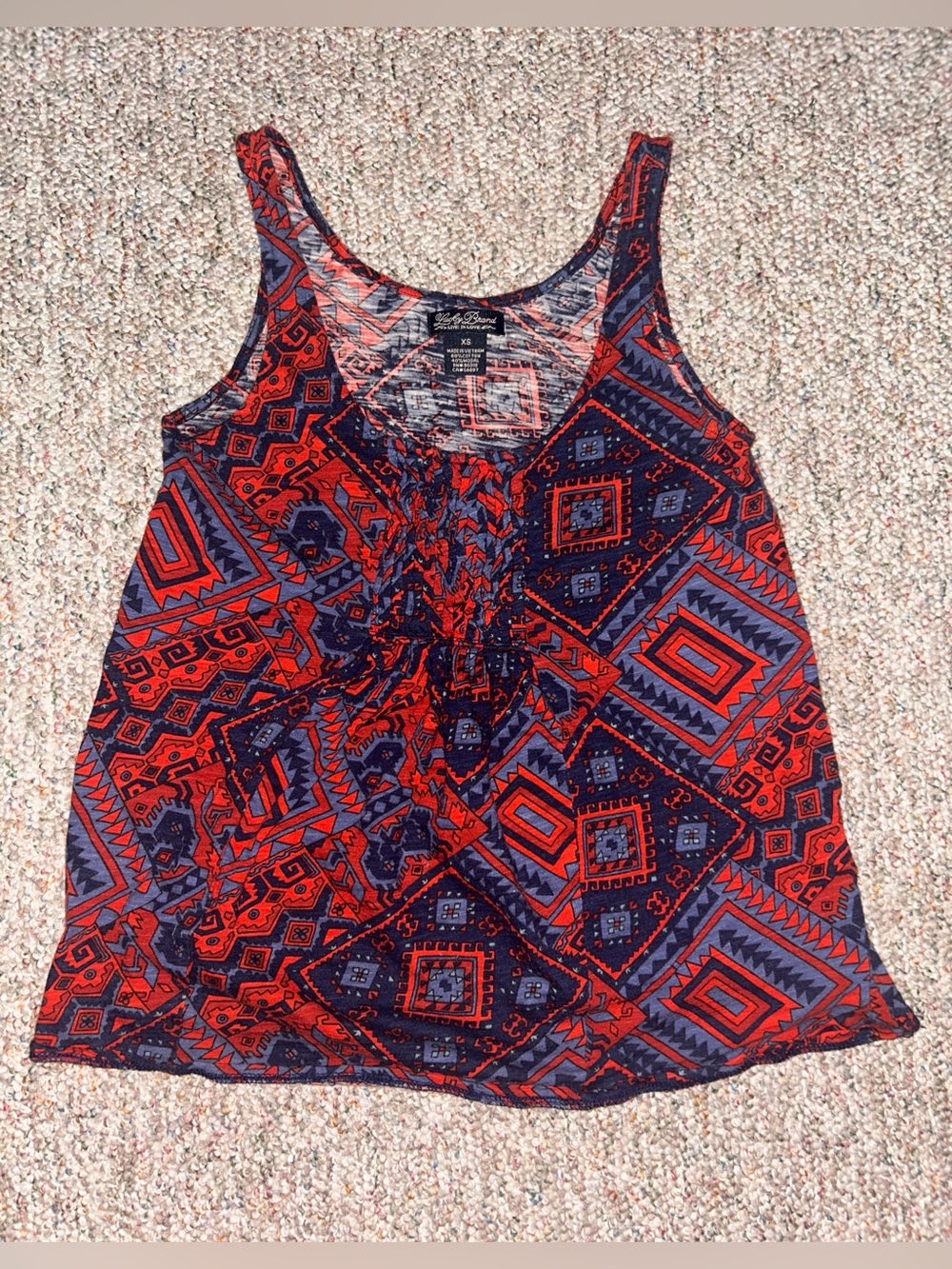 Lucky Brand Red & Navy Geometric Tank Top